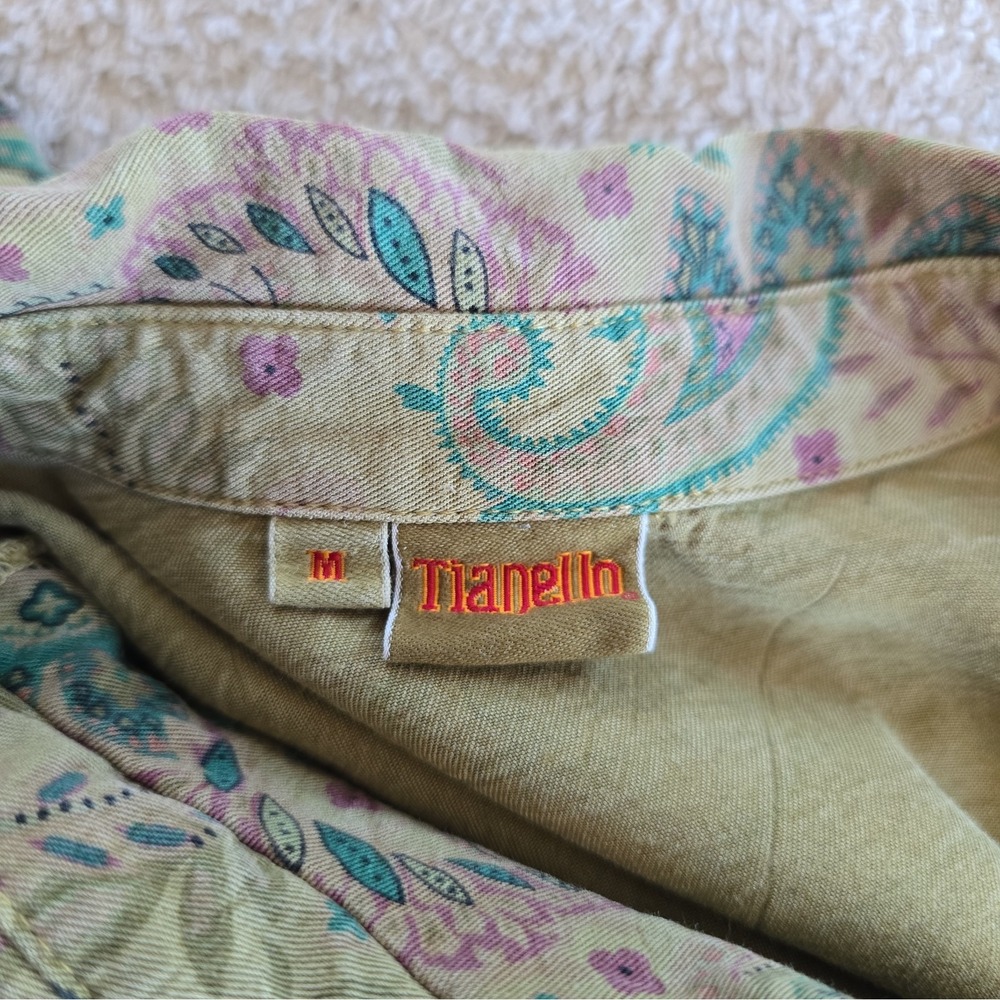 Vtg Tianello Tencel Blend Art-to-wear Button-Up Suzy Blouse Paisley Boho-chic M - Picture 11 of 13
